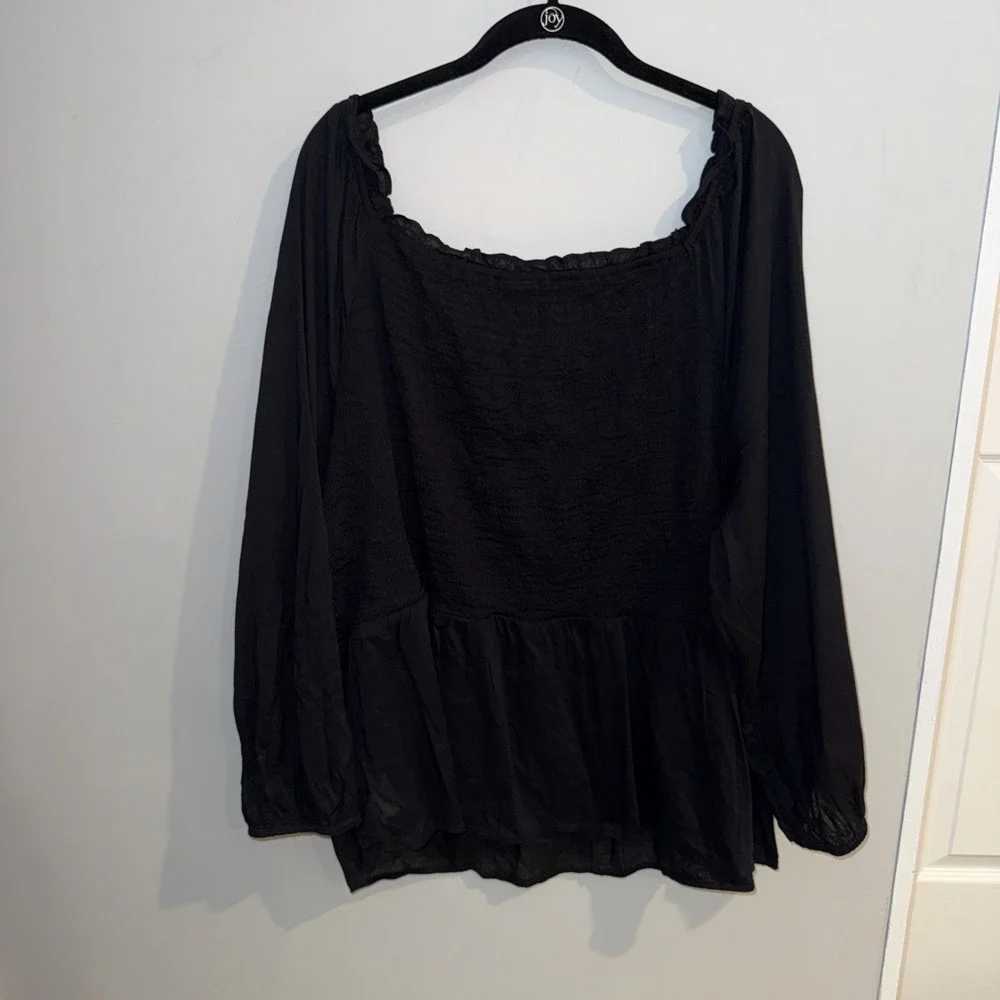 Old‎ Navy Women's Blouse Sz 4X Black Peasant Top Smocked New NWT Cotton Gauze - Picture 3 of 8